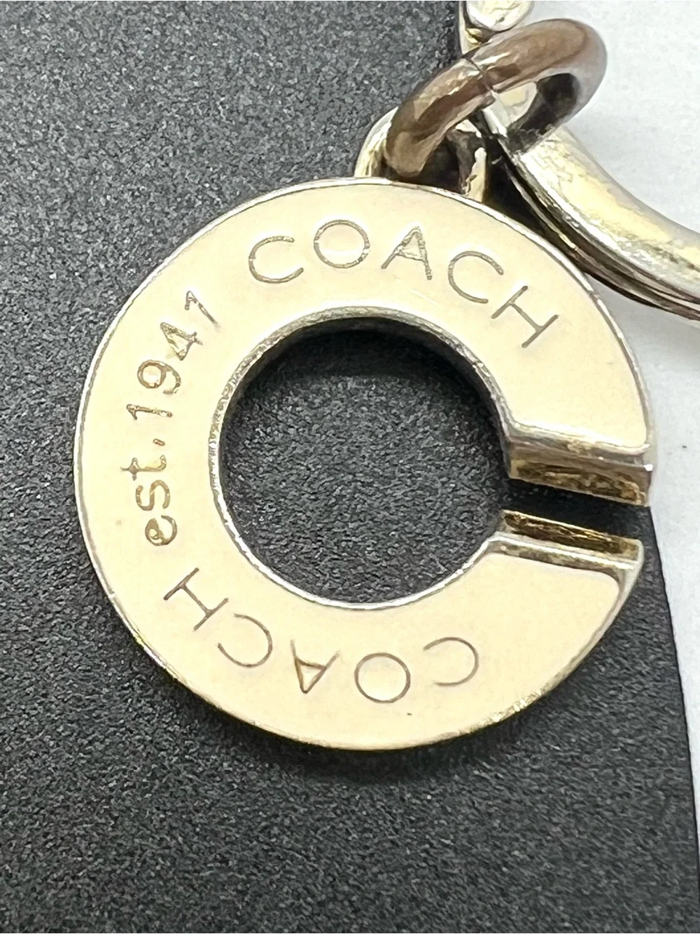 Vintage Coach Gold Tone Enamel Signature C Keychain Bag Charm Est. 1941